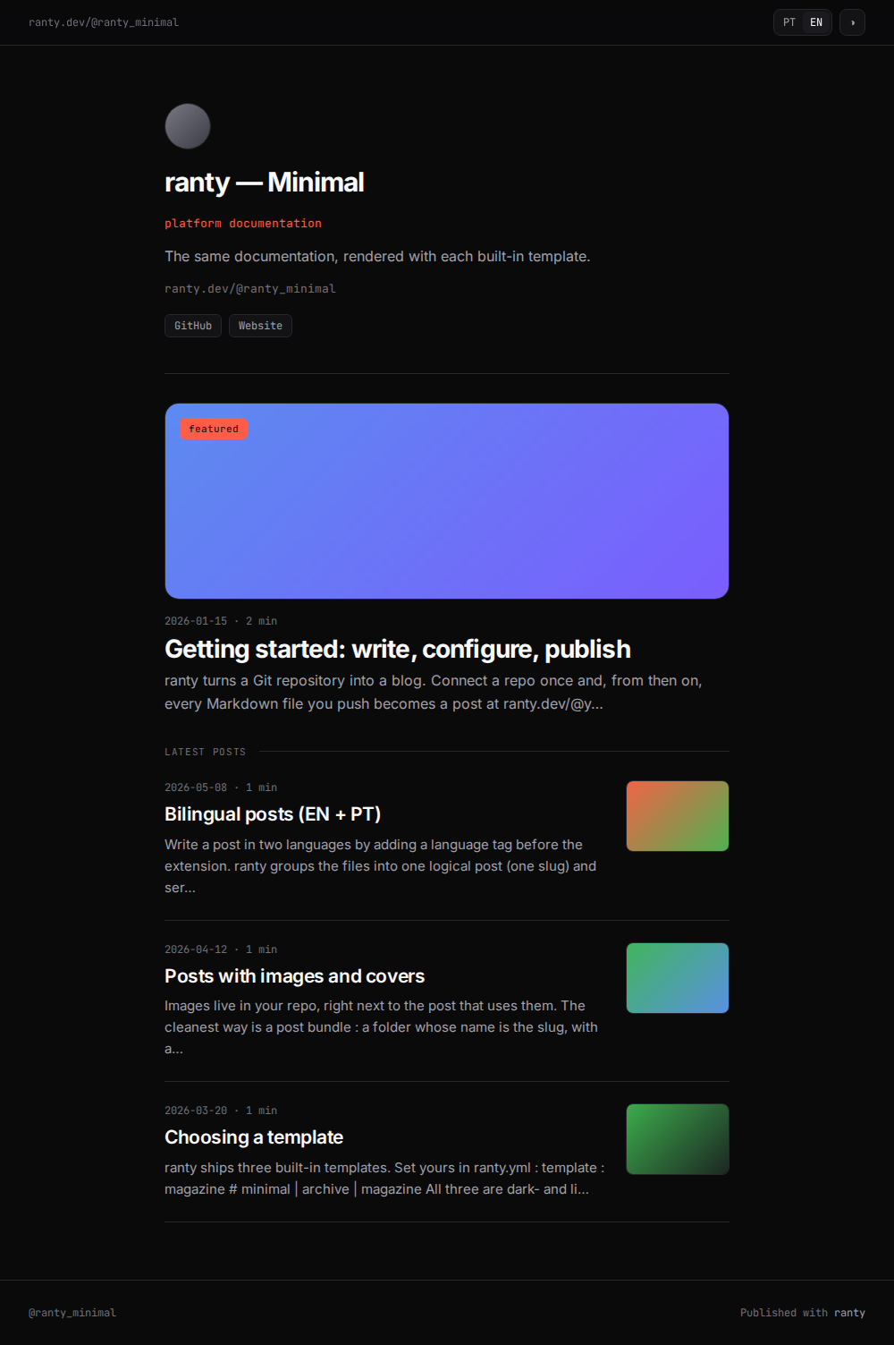 minimal template preview